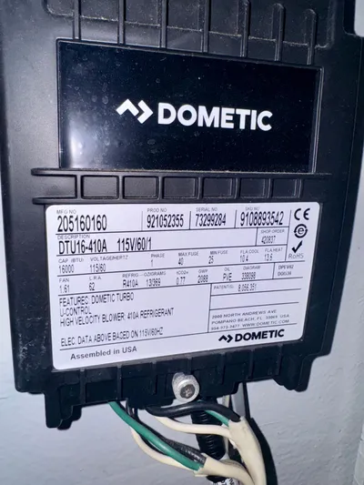 Martin Yacht Photos Pics Dometic air conditioning unit label on 2002 Luhrs 36 Convertible boat.