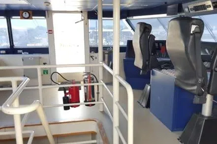  Yacht Photos Pics Bridge interior of 2006 FBMA Philippines SWATH Slice Crew Transport Vessel.