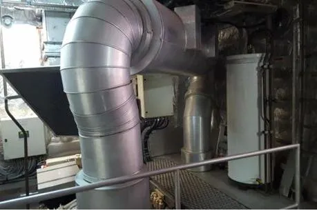  Yacht Photos Pics Engine room of 2006 FBMA Philippines SWATH Slice Crew Transport Vessel, featuring large metal ducts.