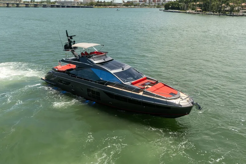 Hard To Get Yacht Photos Pics 2019 Azimut S7 yacht cruising on a sunny day in calm waters.