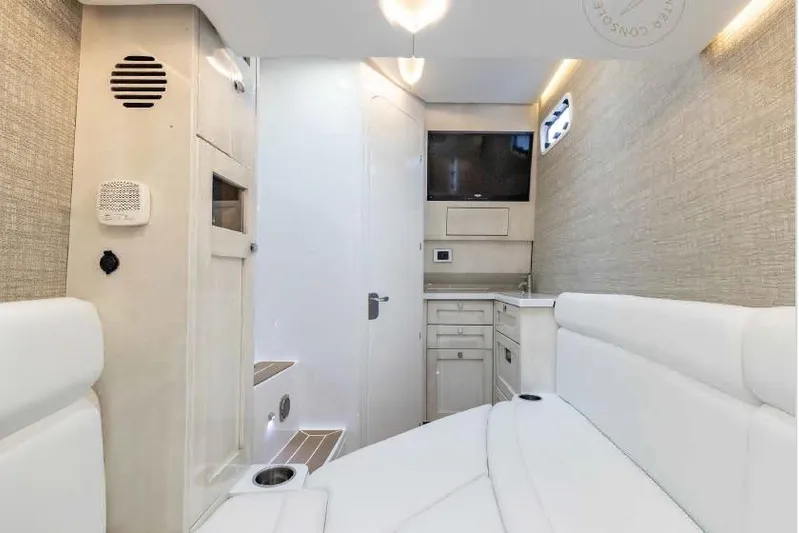  Yacht Photos Pics Luxurious interior of 2026 HCB 42 Lujo boat with modern amenities and sleek design.