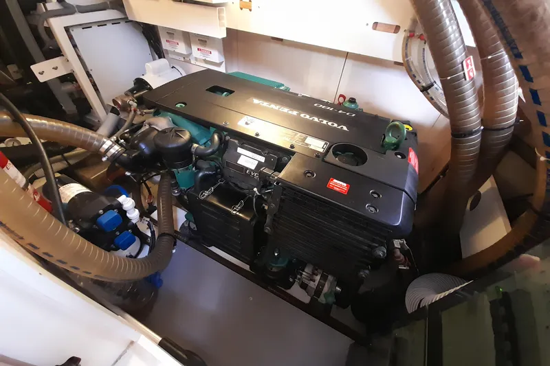  Yacht Photos Pics Engine room of 2015 Jeanneau Yachts 64 with Volvo Penta engine.