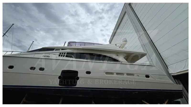  Yacht Photos Pics 2008 Ferretti Yachts 731 docked, showcasing sleek design and luxury features.