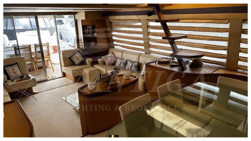  Yacht Photos Pics Luxurious interior of 2008 Ferretti Yachts 731 with elegant seating and modern design.