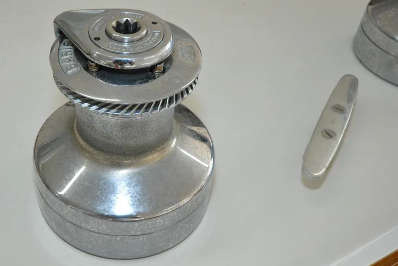 Night Train Yacht Photos Pics Close-up of a winch from a 1986 Hinckley Sou'wester 51 sailboat.