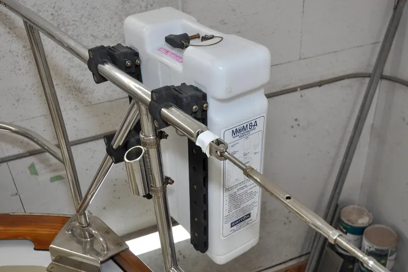 Night Train Yacht Photos Pics Safety equipment mounted on a Hinckley Sou'wester 51 sailboat, 1986 model.