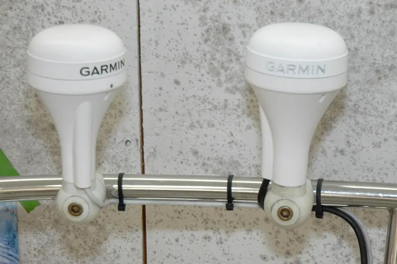 Night Train Yacht Photos Pics Two Garmin marine antennas mounted on a Hinckley Sou'wester 51, 1986 model.