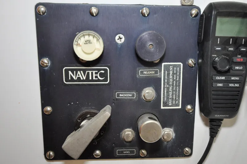Night Train Yacht Photos Pics Navtec control panel on 1986 Hinckley Sou'wester 51 sailboat with Garmin device.