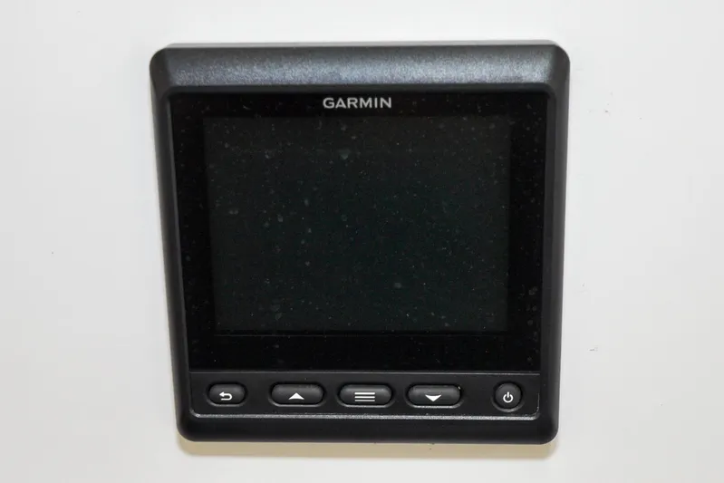 Night Train Yacht Photos Pics Garmin display on 1986 Hinckley Sou'wester 51 yacht, featuring navigation controls.