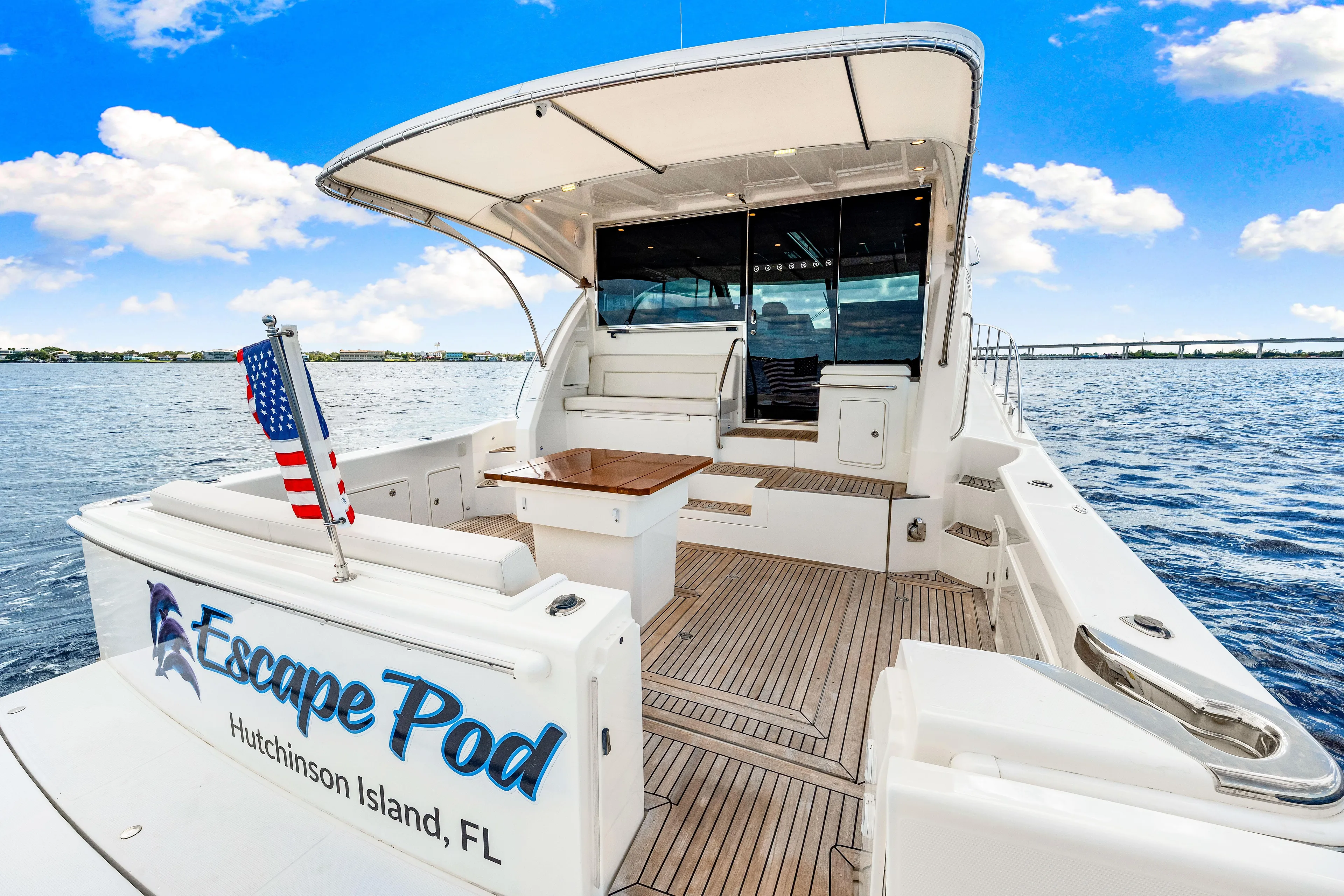 Escape Pod Yacht Photos Pics 2015 Riviera 565 SUV yacht "Escape Pod" on water, Hutchinson Island, FL.