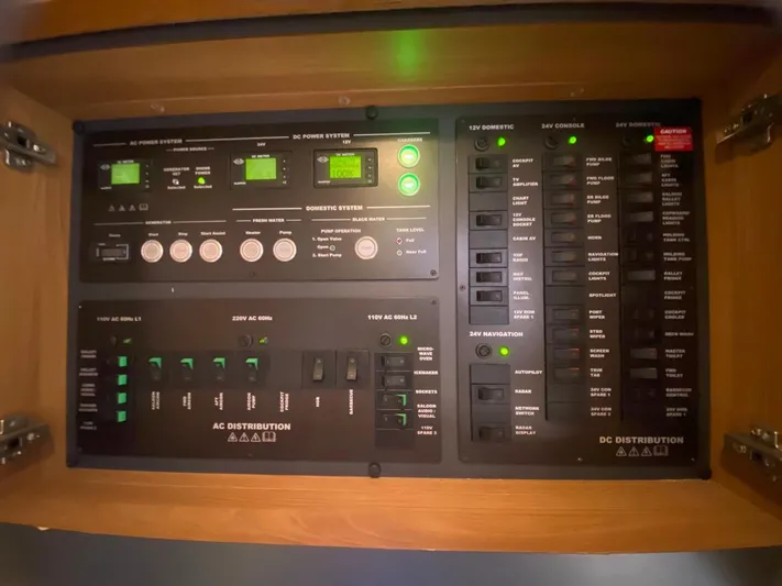  Yacht Photos Pics Electrical control panel on 2014 Sunseeker 48 Portofino XPS yacht.