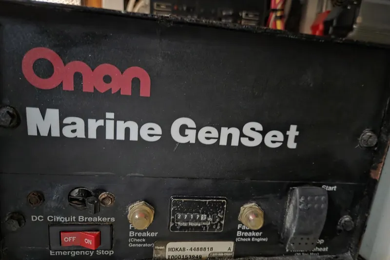 Windrush Yacht Photos Pics Onan Marine GenSet control panel on a 1966 Trumpy 55 boat.