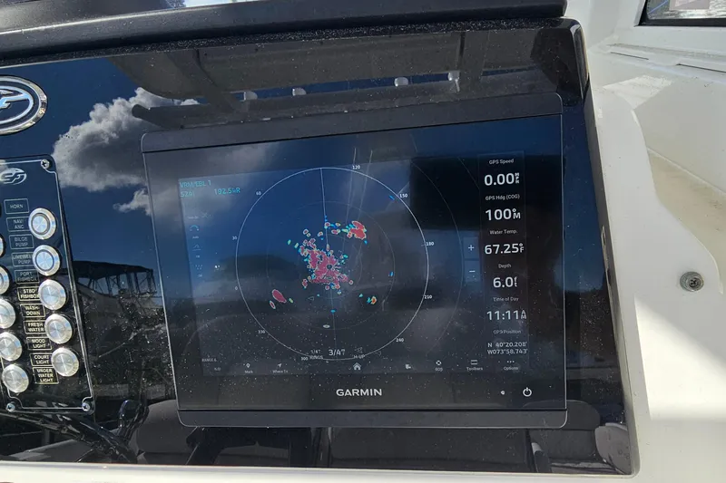  Yacht Photos Pics 2024 Sea Fox 268 Commander dashboard with Garmin navigation display.