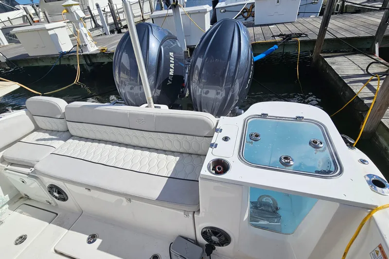  Yacht Photos Pics 2024 Sea Fox 268 Commander boat with Yamaha engines docked at marina.