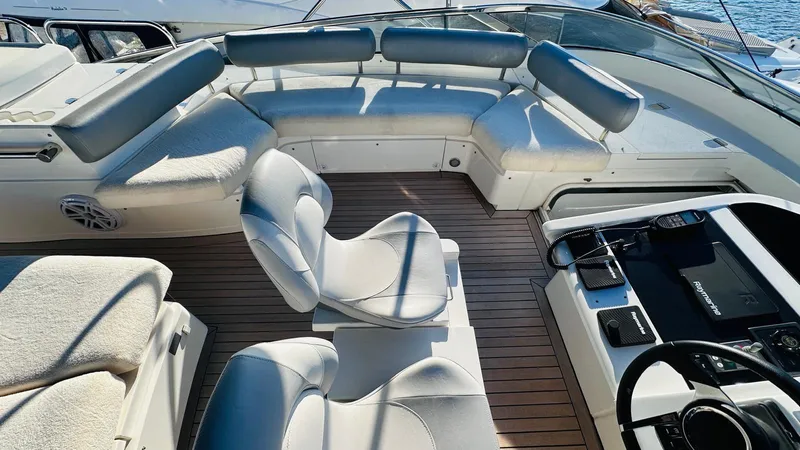  Yacht Photos Pics Luxurious 2004 Fairline Squadron 74 yacht interior with plush seating and sleek design.