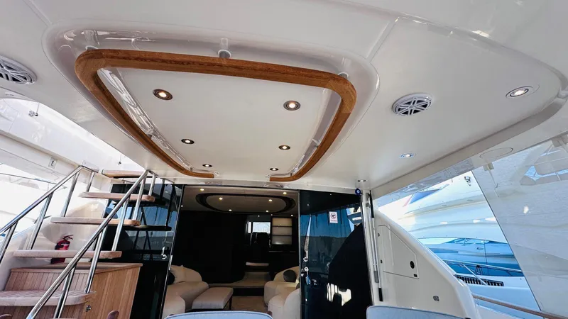  Yacht Photos Pics 2004 Fairline Squadron 74 yacht interior with modern design and elegant lighting.