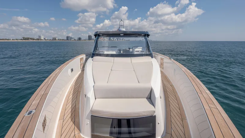 Ladder Yacht Photos Pics Luxurious Fjord 53XL yacht on open sea, 2023 model.