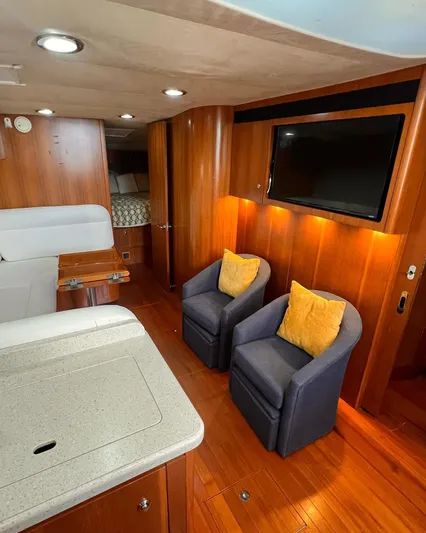  Yacht Photos Pics Luxurious 2008 Tiara Yachts 4700 Sovran interior with cozy seating and modern amenities.