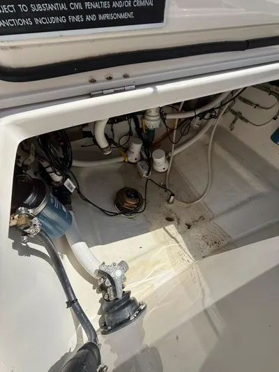  Yacht Photos Pics Boat interior wiring and plumbing of a 2018 Jupiter 26 FS model.