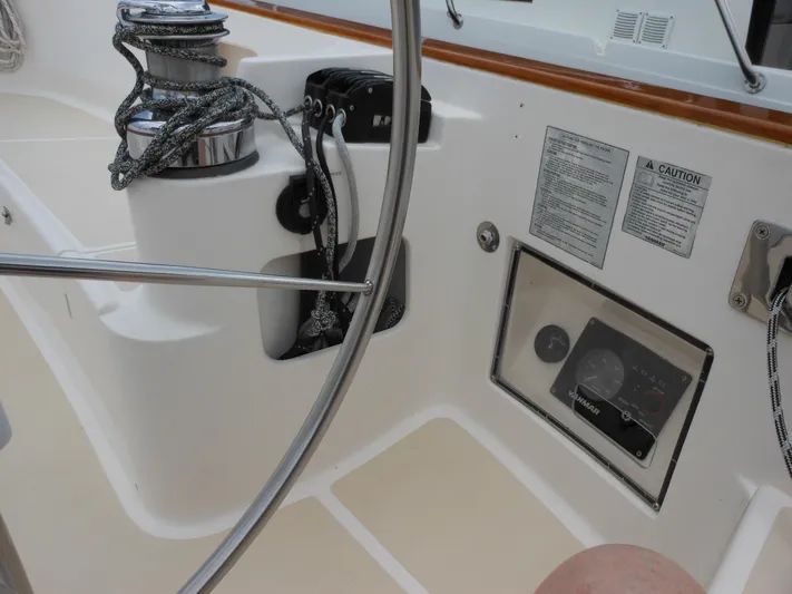 Ohana Lll Yacht Photos Pics Cockpit of 2009 Alerion Express 33 sailboat with winch and navigation instruments.