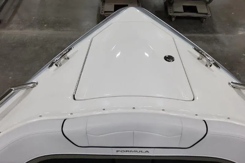 330 Cbr Yacht Photos Pics 2025 Formula 350 Crossover Bowrider I/O, sleek white bow design, top view.