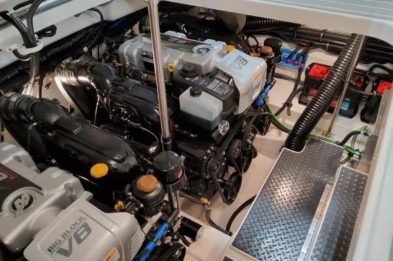 330 Cbr Yacht Photos Pics Engine compartment of 2025 Formula 350 Crossover Bowrider I/O.