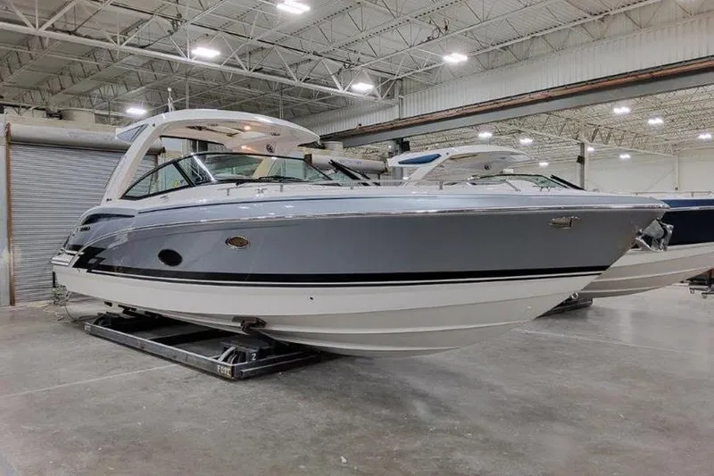 330 Cbr Yacht Photos Pics 2025 Formula 350 Crossover Bowrider I/O in a warehouse.