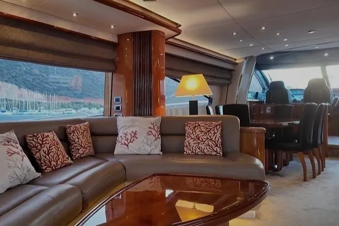  Yacht Photos Pics Luxurious interior of a 2004 Sunseeker 82 Yacht with elegant seating and decor.