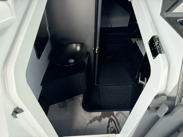  Yacht Photos Pics 2024 BRABUS Shadow 1000 ST interior cabin with modern sink and sleek design.