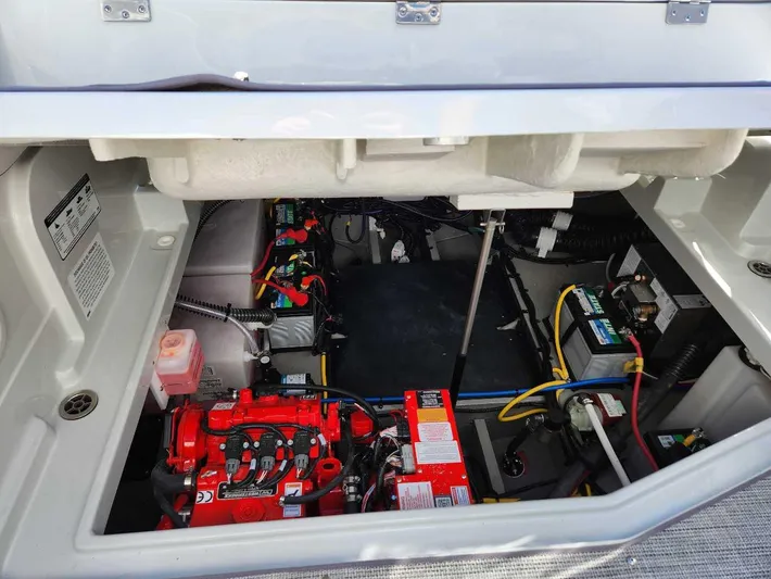  Yacht Photos Pics 2024 Crownline 280 CRX engine compartment with batteries and wiring.