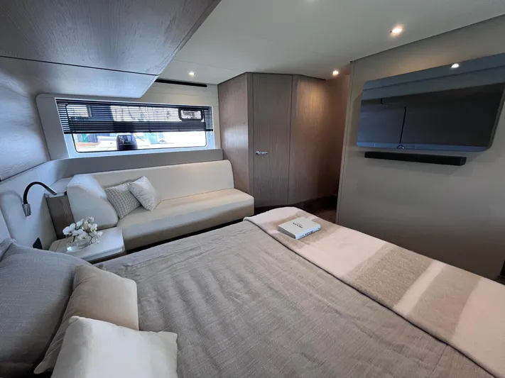  Yacht Photos Pics Luxurious interior of 2023 Azimut Fly 53 yacht with modern furnishings and elegant decor.