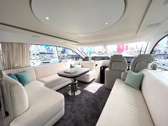  Yacht Photos Pics Luxurious interior of 2023 Azimut Fly 53 yacht with elegant seating and modern design.