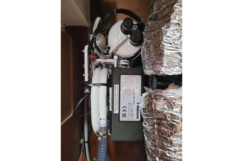  Yacht Photos Pics Engine compartment of a 2021 Lagoon 46 yacht with Webasto heating system.