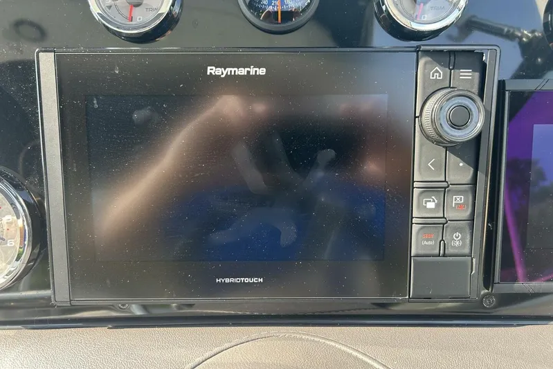  Yacht Photos Pics Raymarine HybridTouch display on 2020 Formula 310SS dashboard with control buttons.