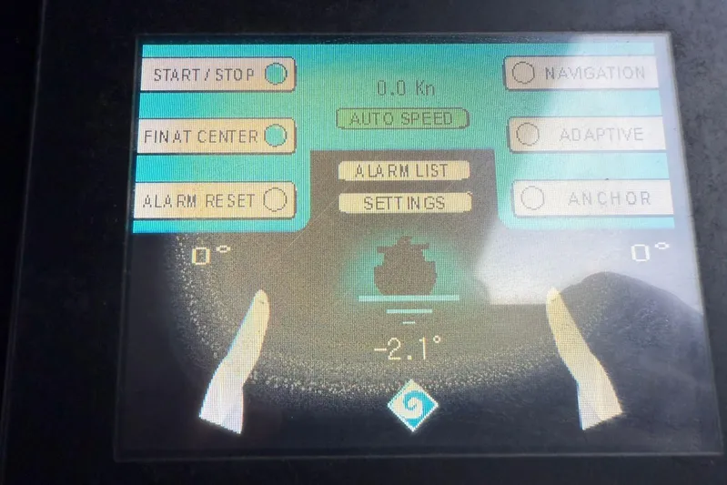  Yacht Photos Pics Control panel display of a 2014 Azimut 80 yacht, showing navigation and settings options.