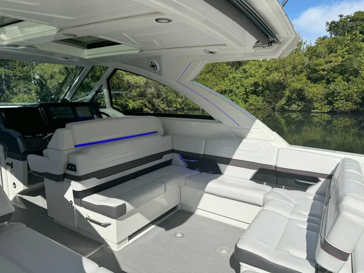 Aseage Yacht Photos Pics 2022 Formula 380 Super Sport Crossover OB interior with luxurious seating and modern design.