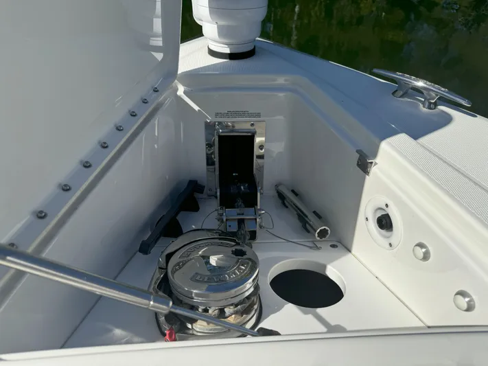 Aseage Yacht Photos Pics 2022 Formula 380 Super Sport Crossover OB boat anchor compartment detail.