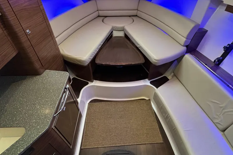 Whaler 345 Conquest - Loaded Yacht Photos Pics Interior of 2016 Boston Whaler 345 Conquest with seating and ambient lighting.