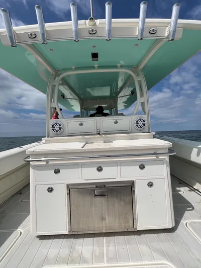  Yacht Photos Pics 2019 HCB Siesta boat with a spacious deck and modern amenities on open water.