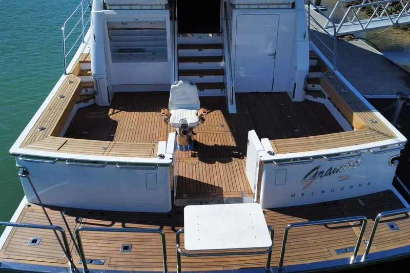 Gramac V Yacht Photos Pics Luxury yacht Azzura 76, 2007 model, with spacious teak deck and elegant design.