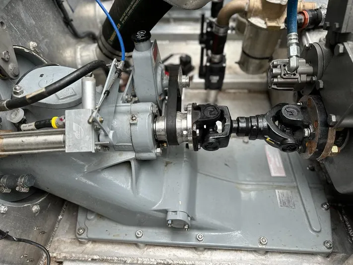 Commander Yacht Photos Pics Close-up of a 2014 Wooldridge 31 engine component and drive shaft.