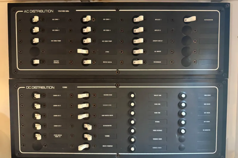  Yacht Photos Pics Electrical distribution panel on a 2007 Tiara Yachts 4300 Sovran boat.
