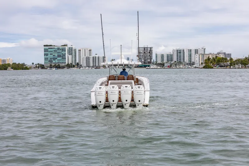Bank Fees Yacht Photos Pics 2022 Valhalla Boatworks V-41 cruising in urban waterfront setting.