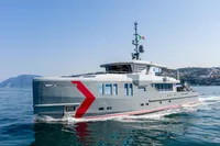 Modern 2024 Custom K584 Hull 2 yacht cruising on open water.