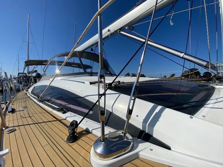  Yacht Photos Pics 2013 Jeanneau 57 sailboat with sleek deck design and modern rigging.