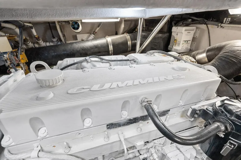 Guilty Pleasure Yacht Photos Pics Engine room of 2014 Sea Ray 510 Fly with Cummins engine.