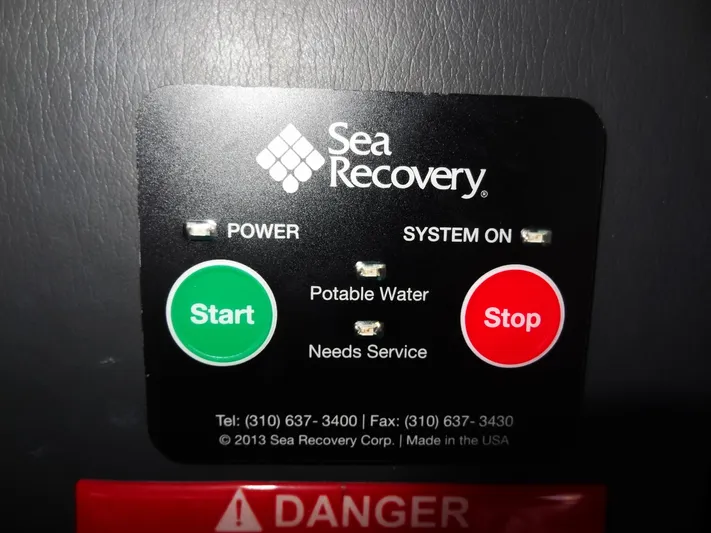 Good Times Yacht Photos Pics Control panel for Sea Recovery system with start and stop buttons, Leopard 45, 2020 model.