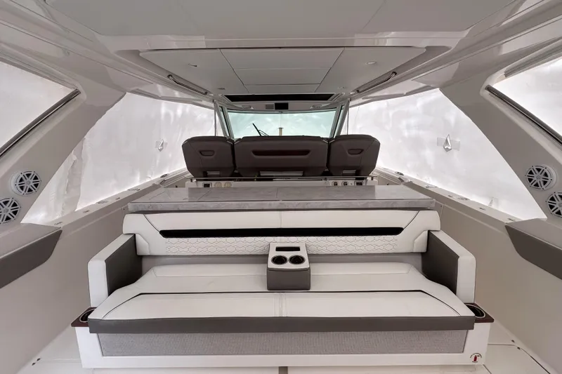  Yacht Photos Pics Luxurious interior of 2022 Tiara Yachts 43 LS, featuring elegant seating and modern design.