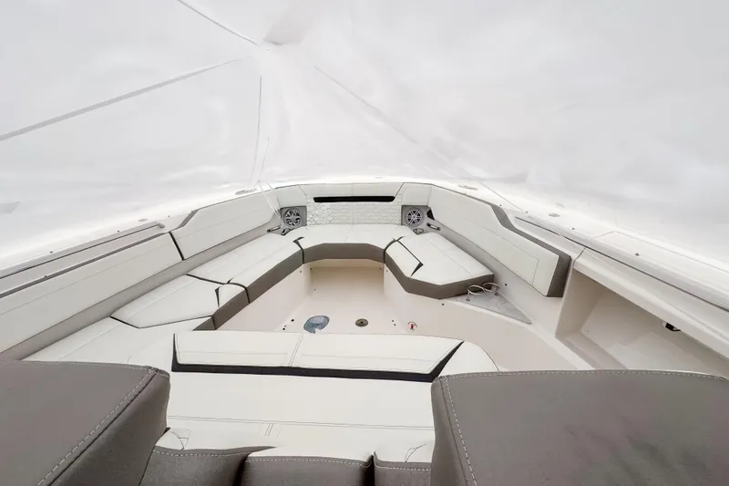  Yacht Photos Pics Luxurious interior of 2022 Tiara Yachts 43 LS with elegant seating and modern design.