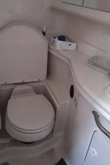 Barely "a" Wake Yacht Photos Pics 2004 Sea Ray 340 Sundancer boat bathroom with toilet and sink